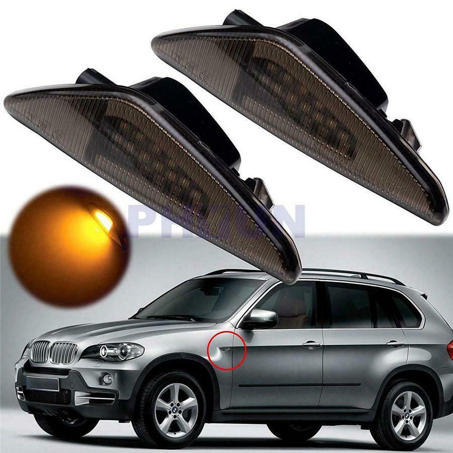 2pcs 12V ABS Smoked Lens Car LED Fender Side Marker Light Lamp For BMW X5 X6 X3