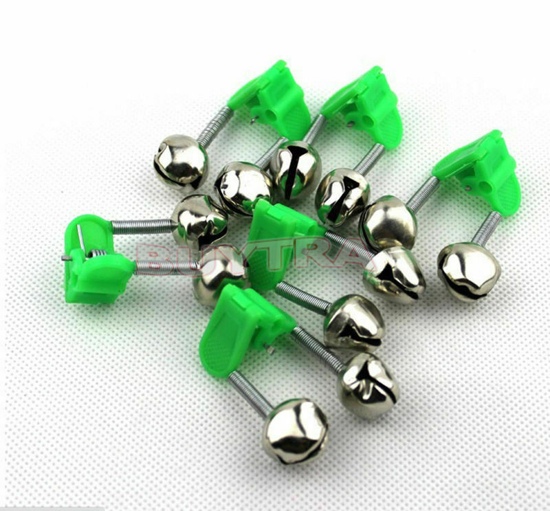 10pcs Sea Fishing Rod Clamp Fishing Lure Baiting Alarm Twin Bell Ring Green