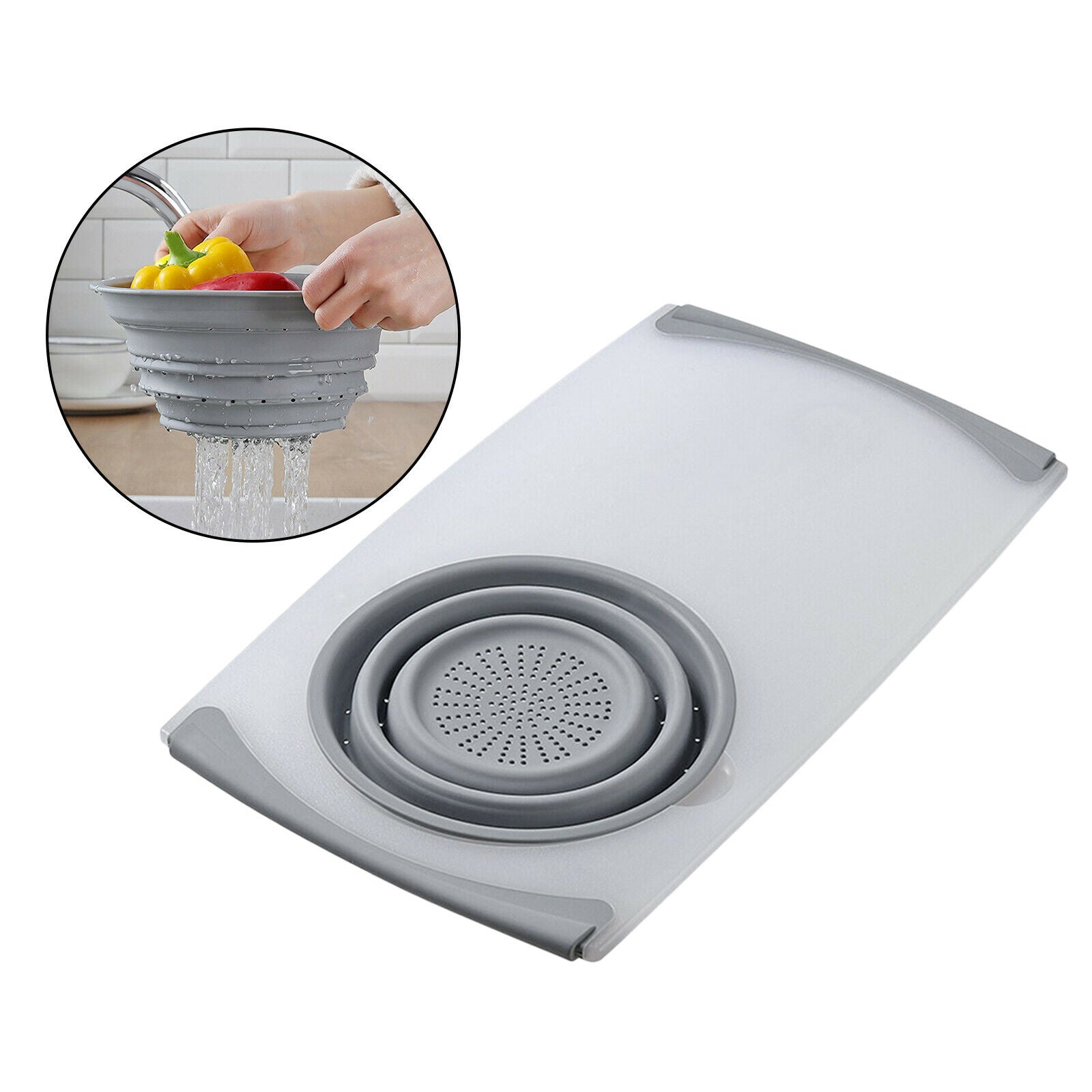 3 in 1 Cutting Board Collapsible Drain Basket Fruit for Kitchen Kitchen Tool