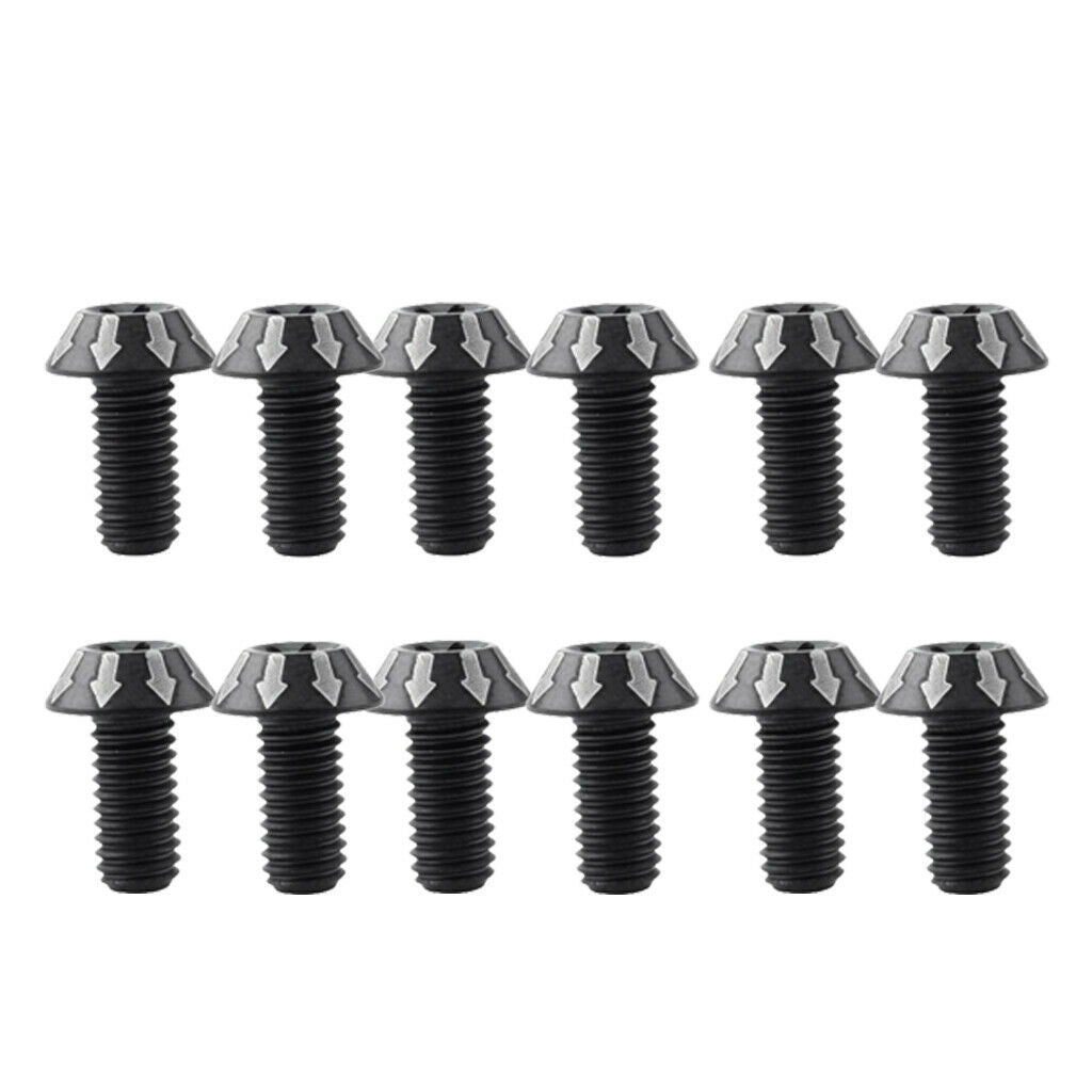12pcs Lightweight Screw Bicycle Bike Disc Brake Rotor Bolts Screws M5x14mm Black