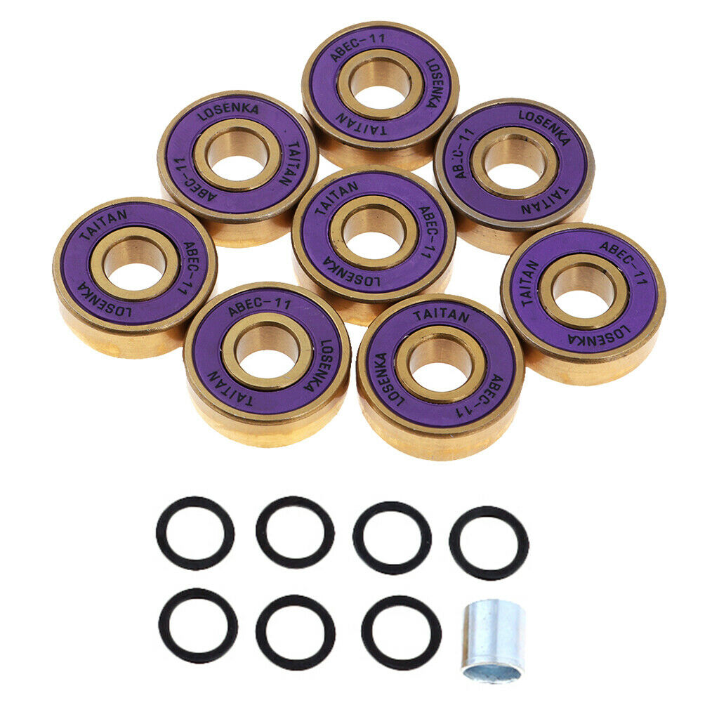 2X 8Pcs Titanium ABEC 11 Longboard Skates Bearings with Spaces Storage Box