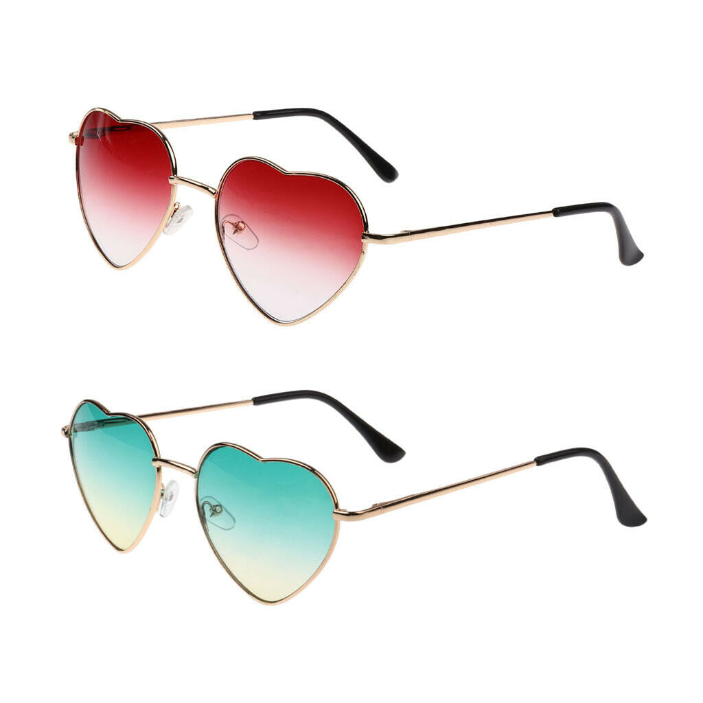 2 Piece Women Heart Shaped Sunglasses Fashion Shades Sunnies Costume Glasses