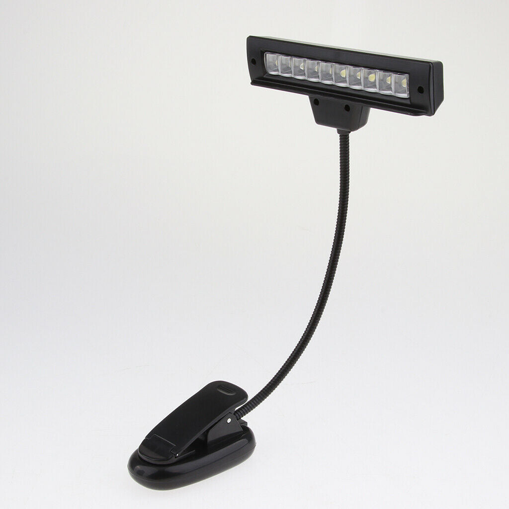 Rechargeable 10 LED Eye-Care Book Light,Bedhead Clip On Reading Light, Music