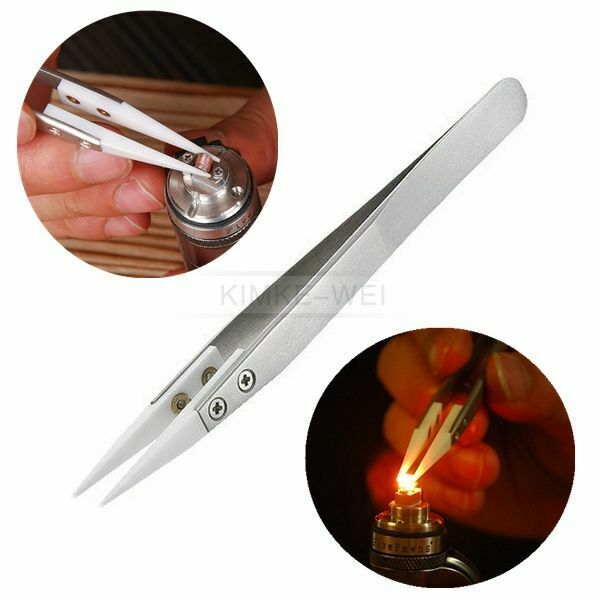 Ceramic Stainless Steel Pointed Tip Tweezer Heat Resistant Anti-acid Anti-static