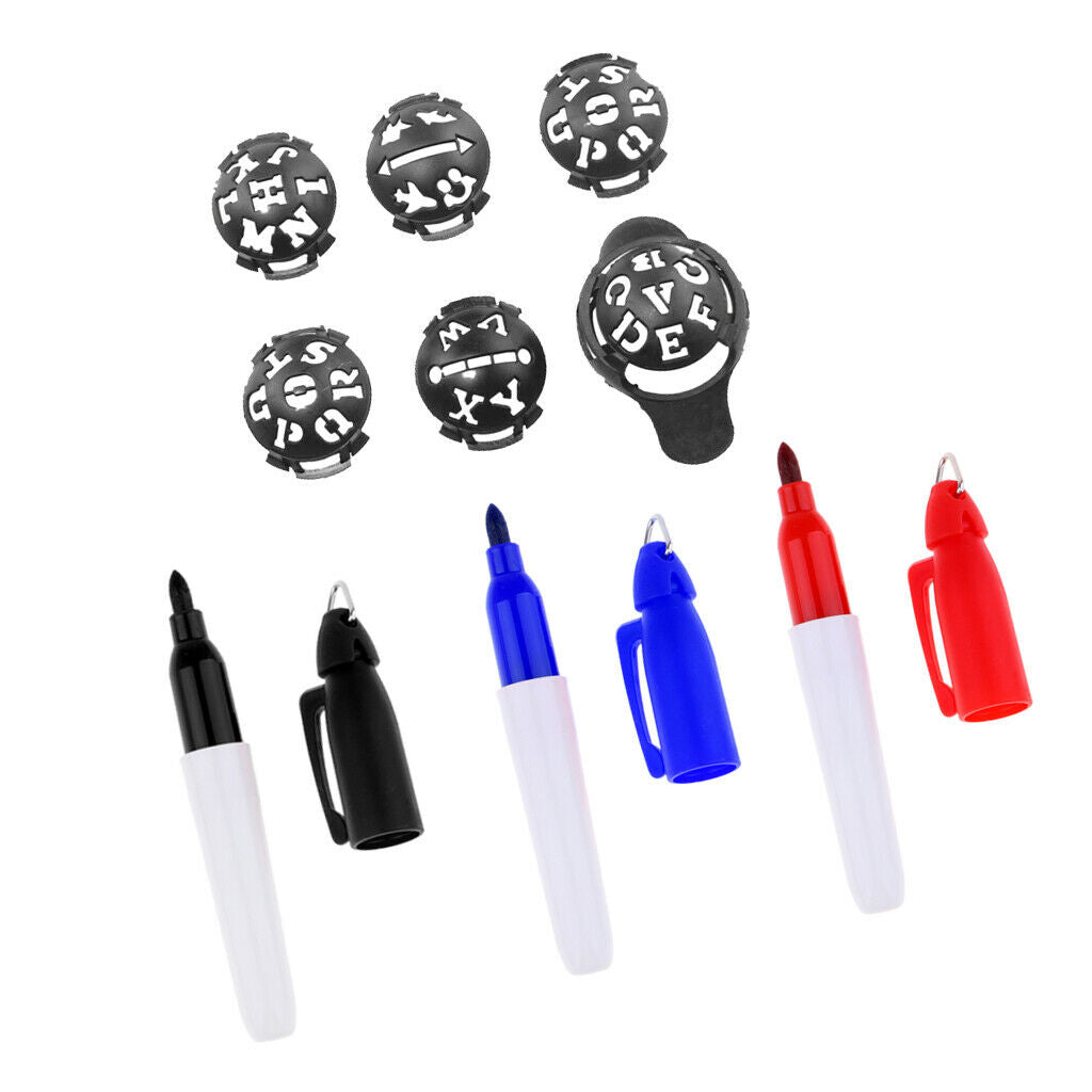 6 In 1 Golf Ball Liner Marking Line With 3 Marking Pens