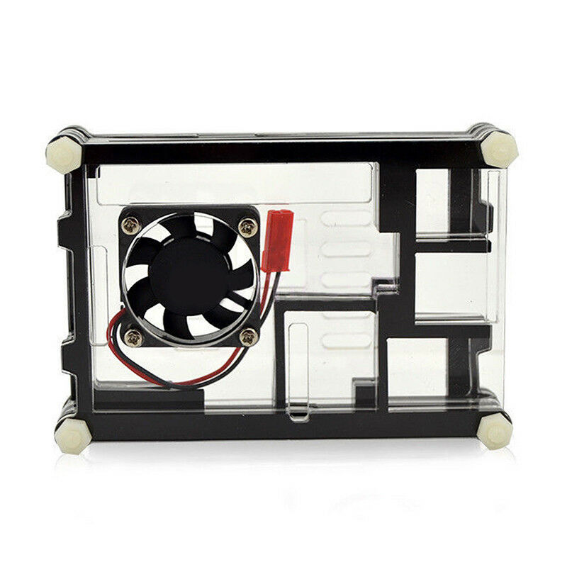 Clear Acrylic Case Shell Enclosure Box +Cooling Fan For Raspberry Pi 3 B +  l TL