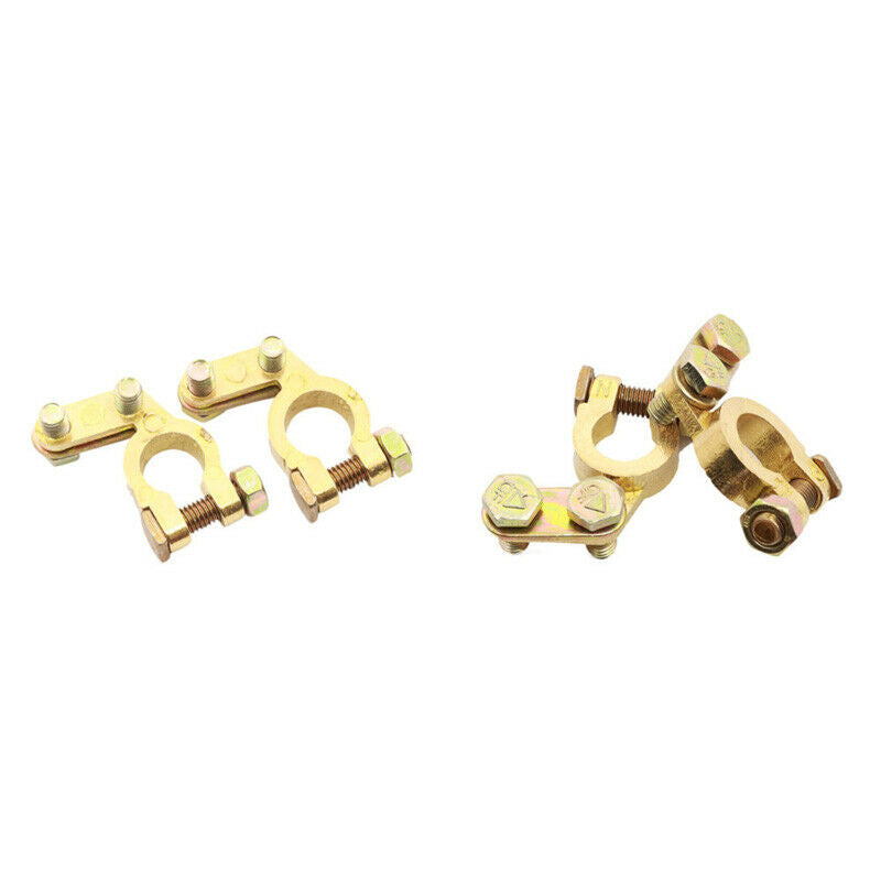 2PCS Brass Battery Terminal Connector Clamps Set for Marine Car Boat RV Vehicles