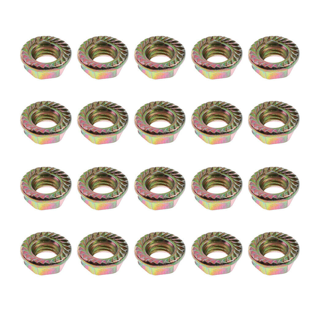20 Pieces Carbon Steel Serrated Hex Flange Nut Hex Lock Nickel Plated 40M8