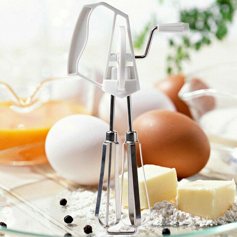 Rotary Manual Hand Whisk Egg Beater Mixer Blender Stainless Steel Kitchen ToolF5