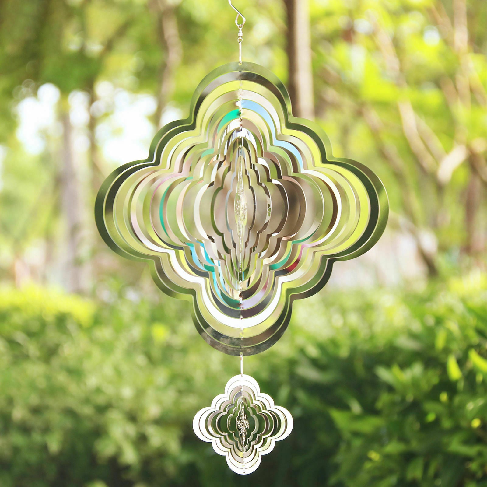 Wind Spinner Metal Hanging Ornament Cloud Shape with 360 Degree Rotating Hook