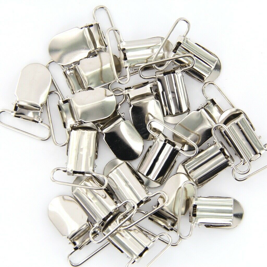 4x 20pcs 11mm 16mm 20mm 25mm Metal Hook Suspender Pacifier Holder Clips