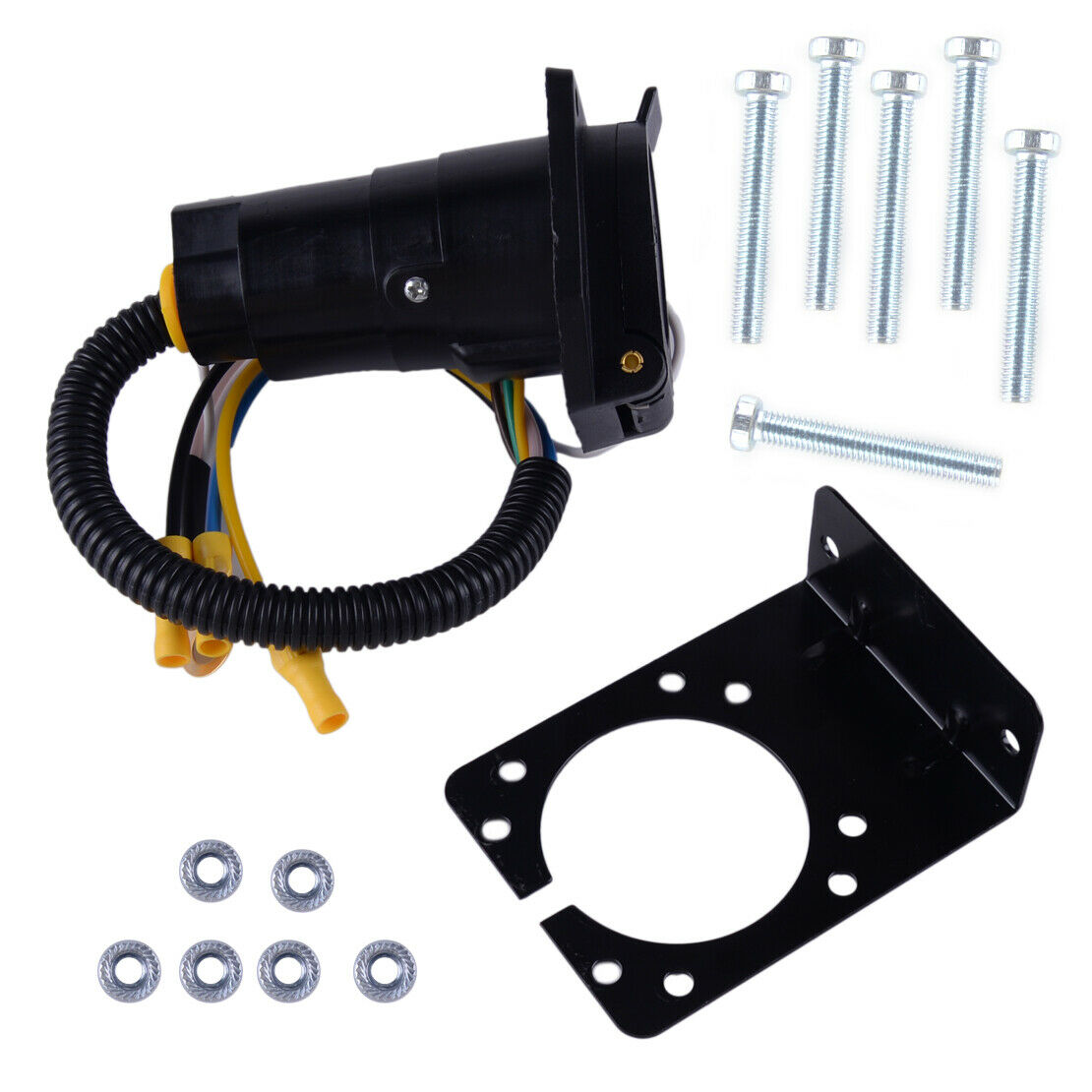 4-Way Flat to 7 Way Round RV Blade Adapter Trailer Hitch Plug New as