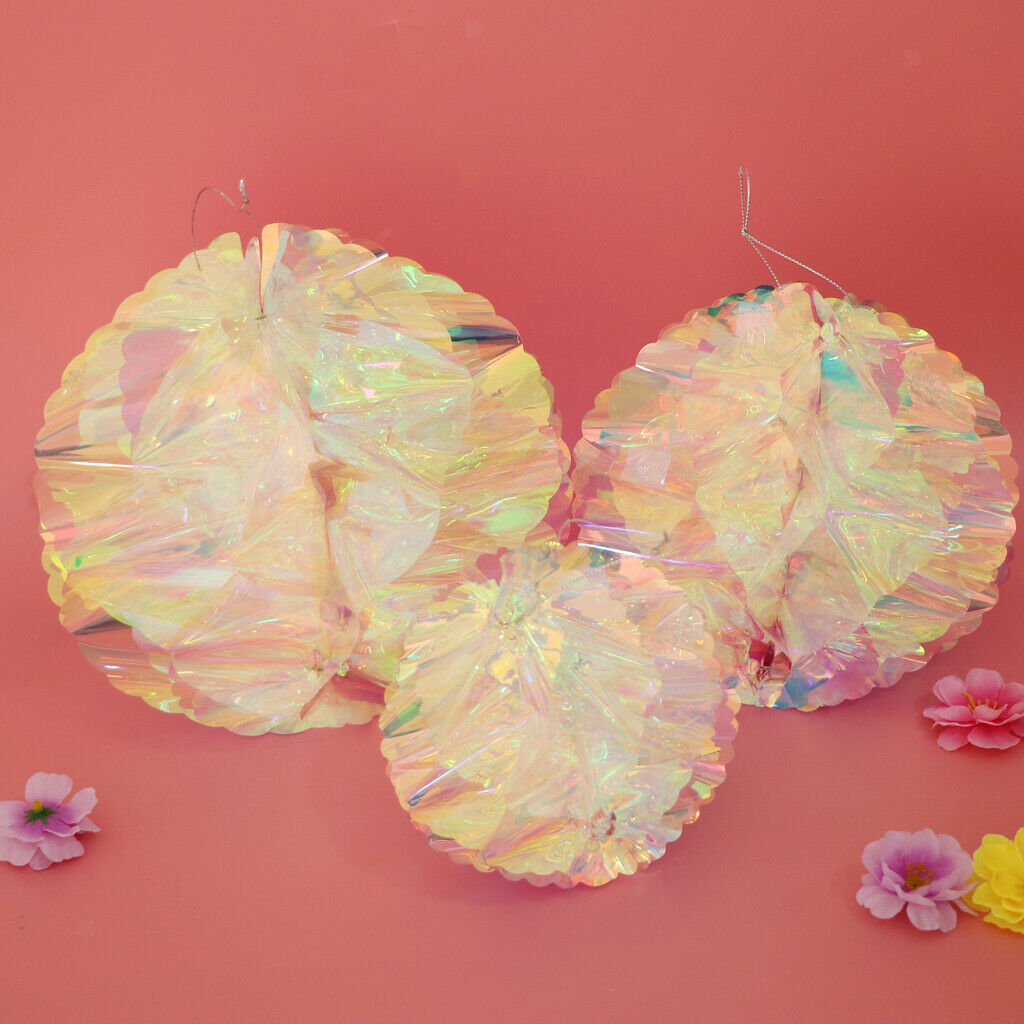 3 Pieces Rainbow Film Gradient Plastic Flower Ball DIY Wedding Venue Decor