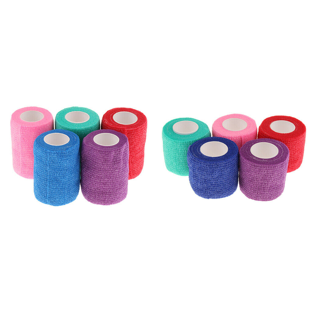 10Pcs Cute Pet Dog Cat Vet Wound Elastic Cohesive Bandage Self Adherent Wrap