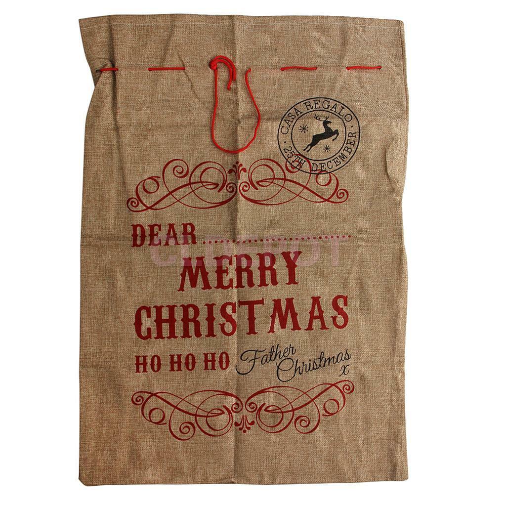 Santa Claus Sack Bag Merry Christmas Bag Gift Stocking Family Kids Gift Bag