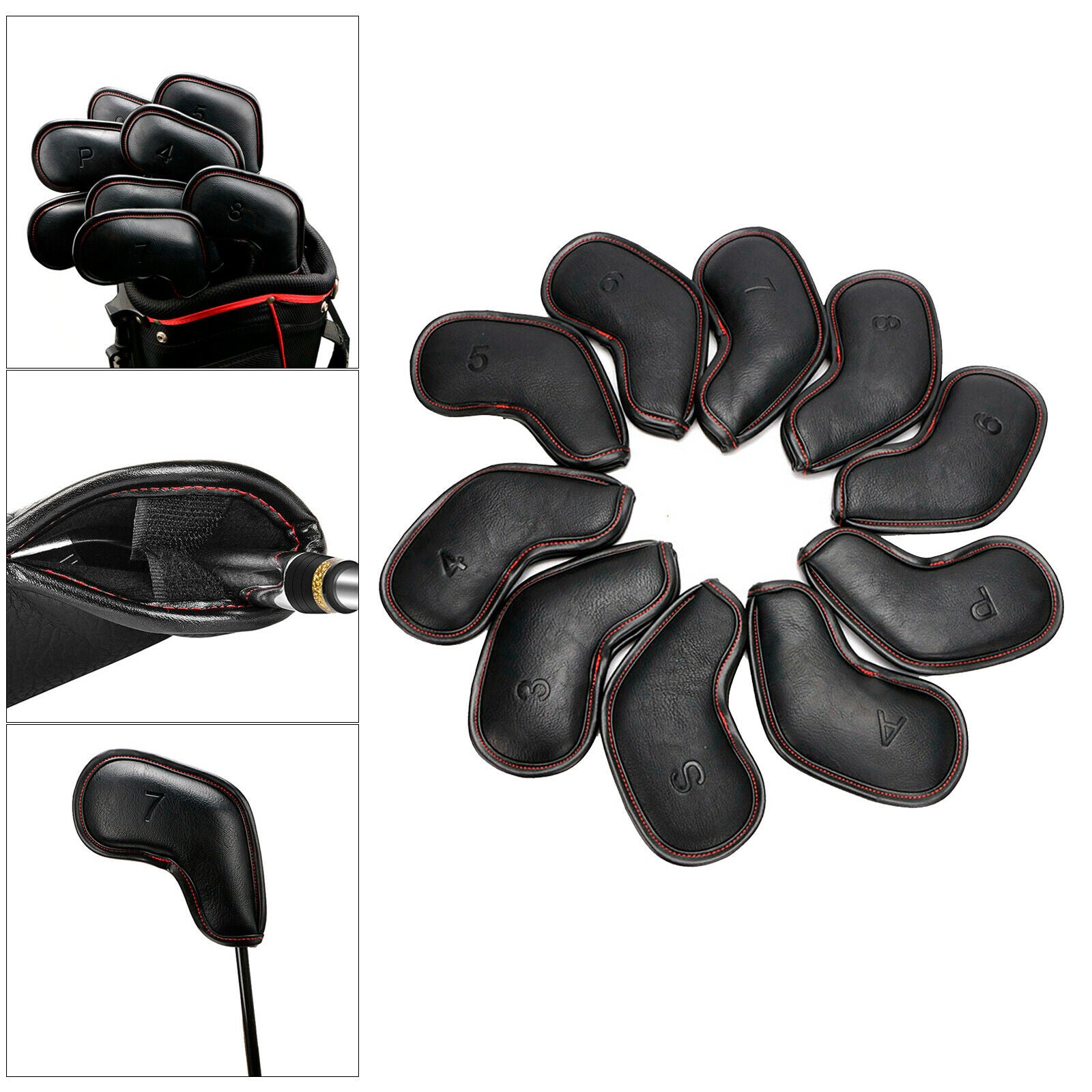 10pcs/set Waterproof PU Leather Golf Club Iron Cover Headcover Universal