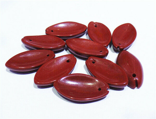 10Pcs 19x10x4mm Natural Jujube Red Jasper Flower Petal Pendant Beads DIY HH8403