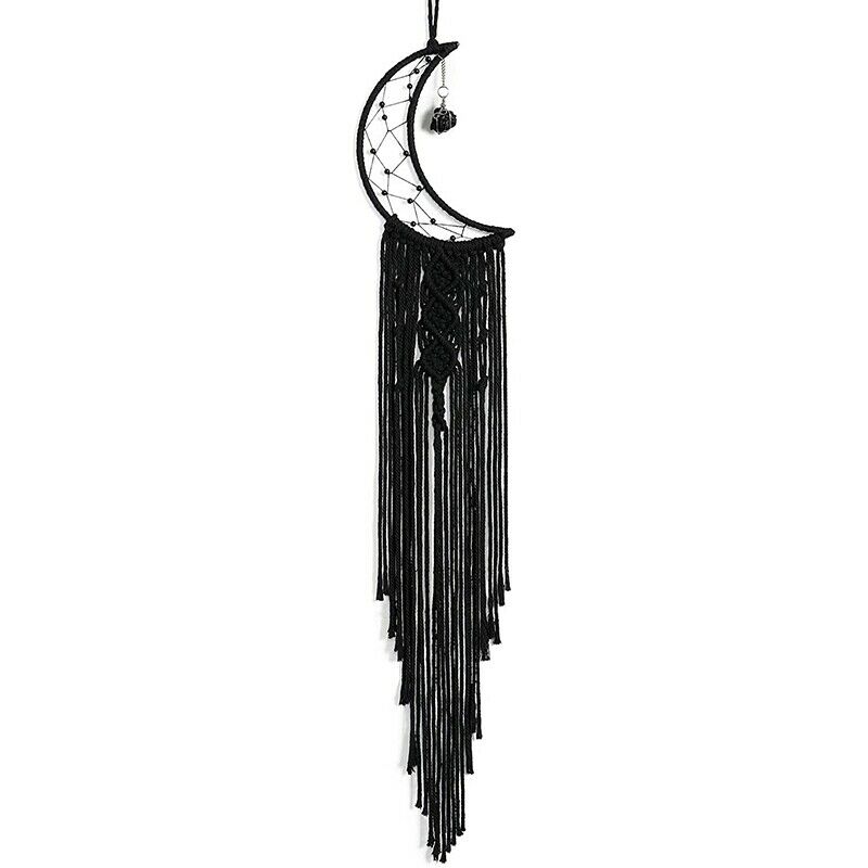 Dream Catcher Black Boho Decor with Crystal Stone Moon Dream Catchers for BeX5P4