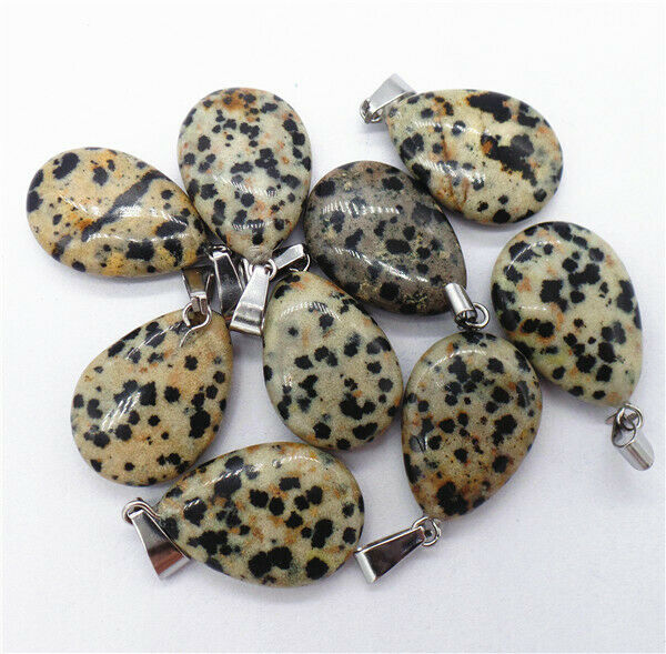 100Pcs 24x16x5mm Wholesale Natural Dalmation Jasper Teardrop Pendant Bead HH8361