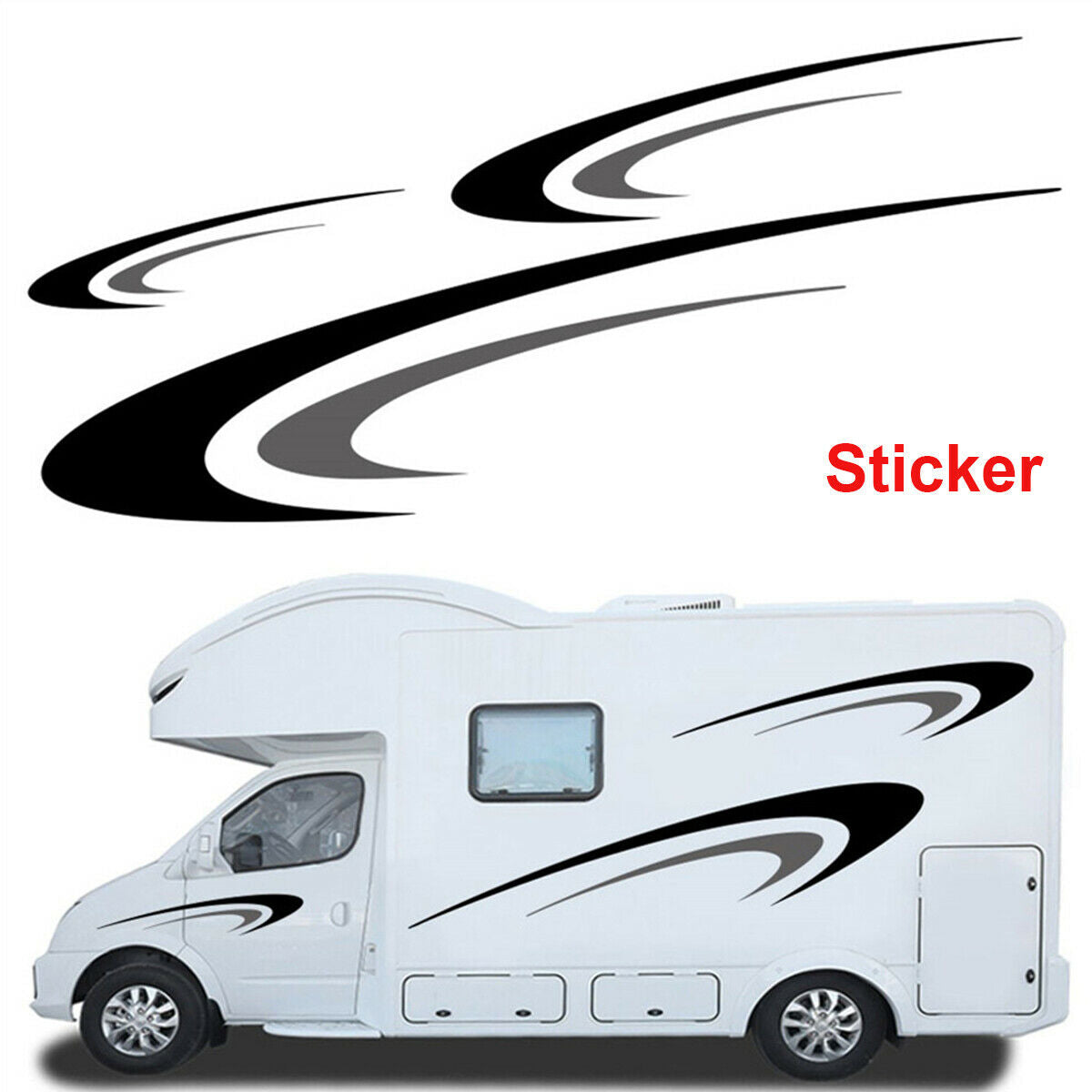 6 Pieces Waterproof Vinyl Car Stripes Graphics DIY Decals For Camper RV Trailer