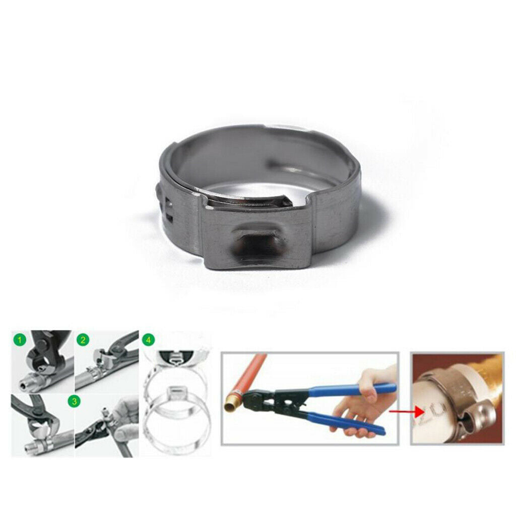 100pcs Adjustable Stainless Steel Single Ear Fuel Hose Pipe Clamps O Clips