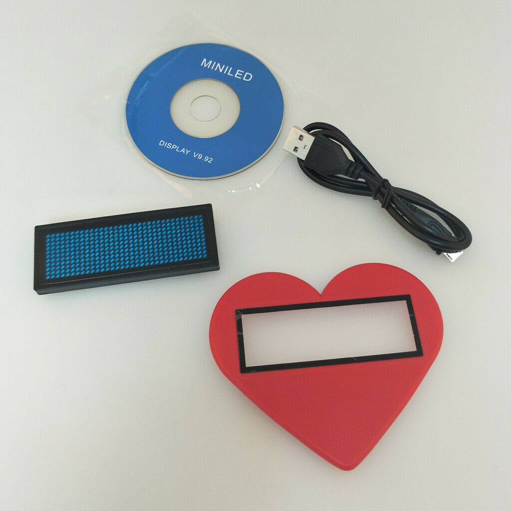 Heart-shaped Led Name Badge Scrolling Bright Sign Message 75x30x5mm Blue