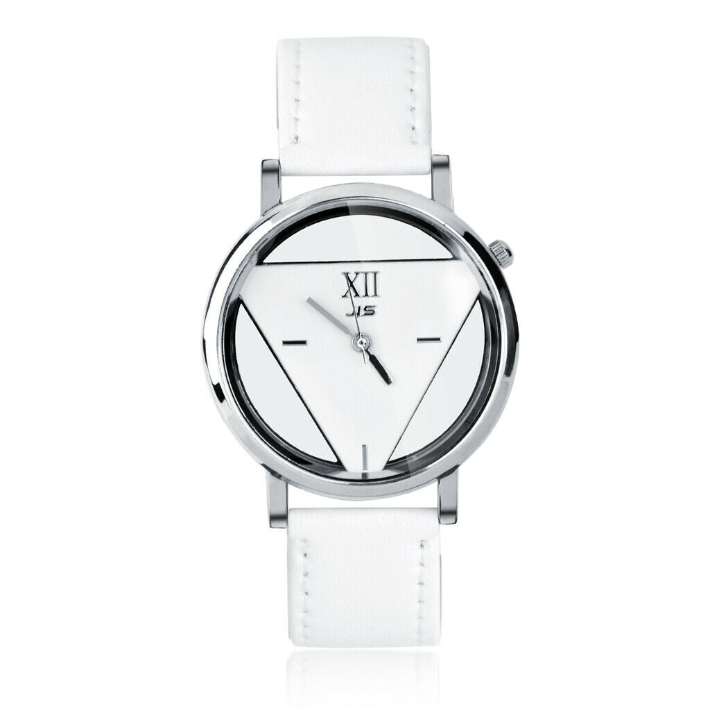 Casual Faux Leather Stainless Steel Analog Quartz Wrist Watch - White