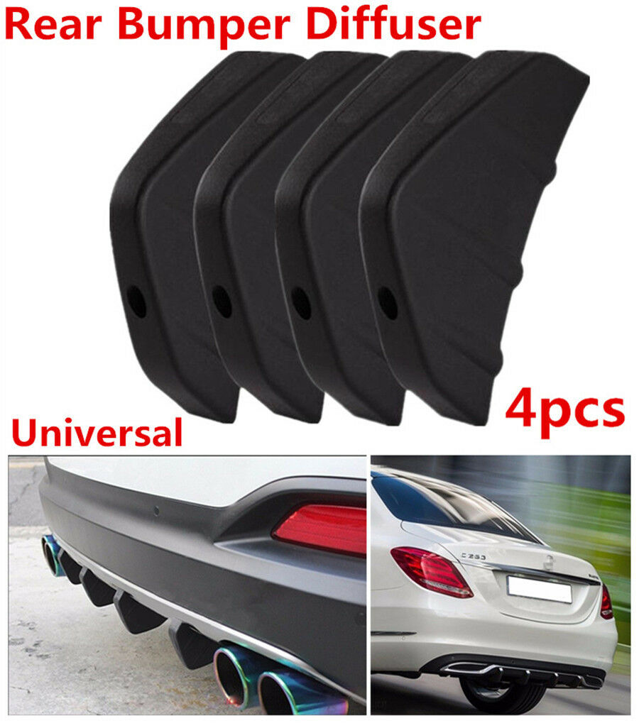 4pc Universal Car Rear Bumper Diffuser Molding Shark Fin Spoiler Protector Cover