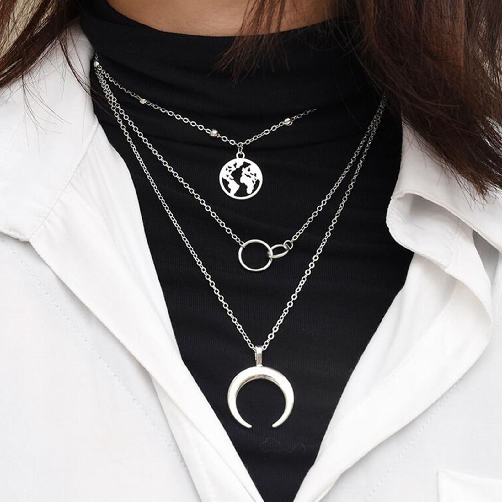 Women Boho Multi-Layer Long Chain Pendant Choker Necklace Costume Jewelry Gift