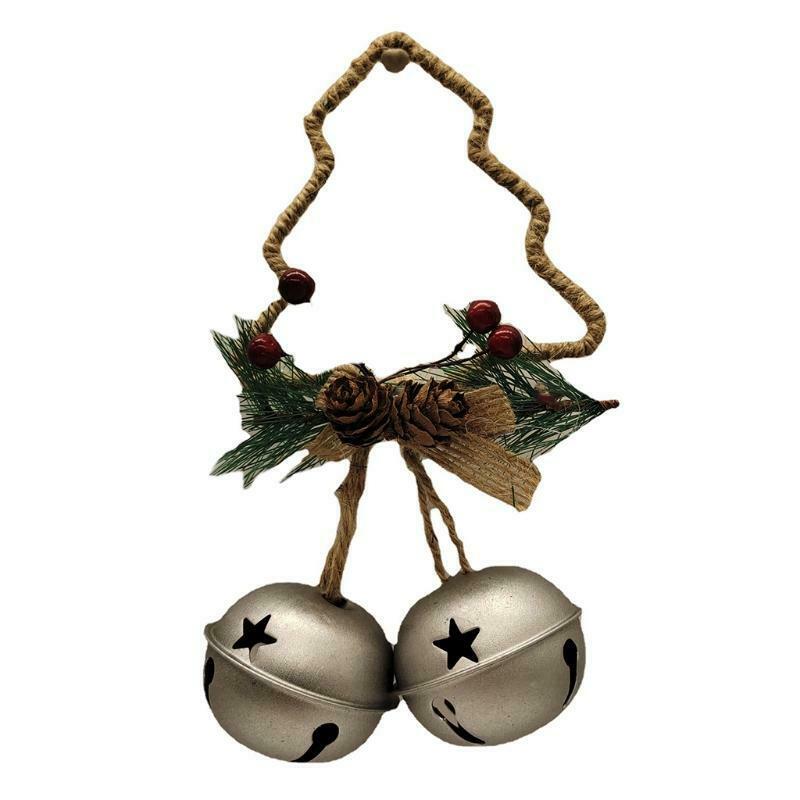 Christmas Pine Berry Pinecones Jingle Bell Door Wall Hanger Ornaments for Xmas