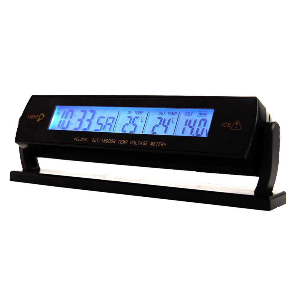 Car Auto Voltage Digital Monitor Battery Alarm Clock LCD Temperature Thermometer