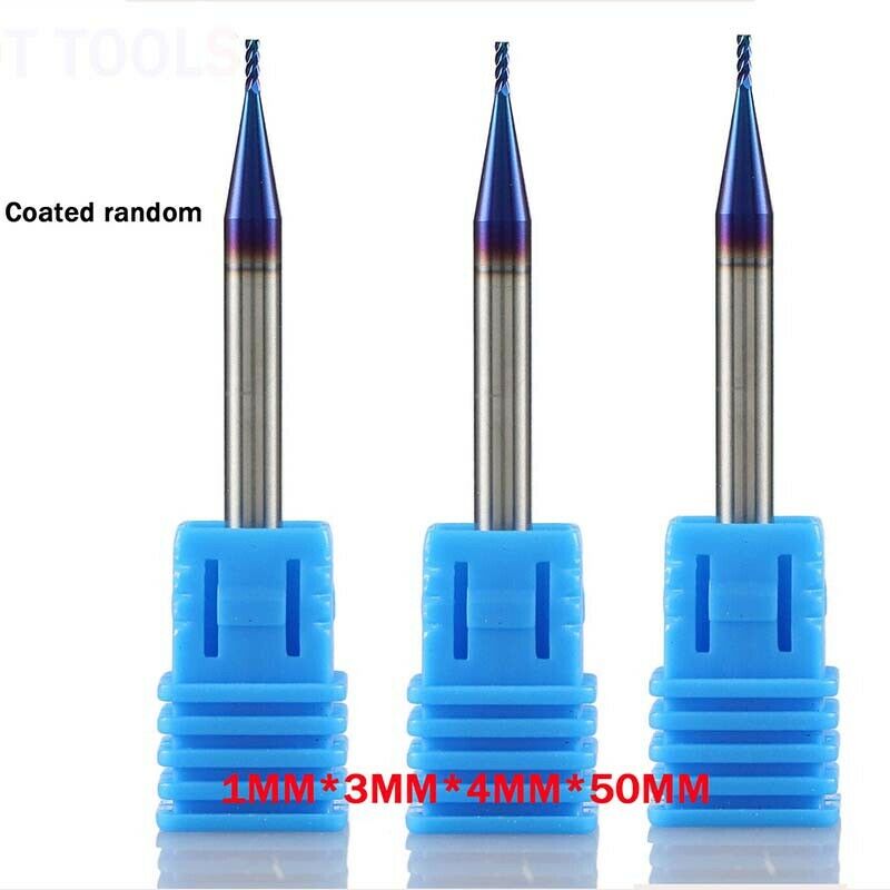 2Pcs 1MM HRC65 4 Flutes Tungsten Carbide End Mill CNC Milling Cutter Drill Bit