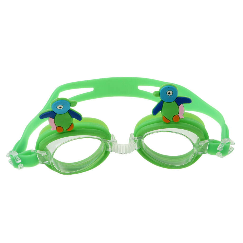 Cartoon Kids Goggles Anti Fog UV Protection Swim Glasses Blue Penguin