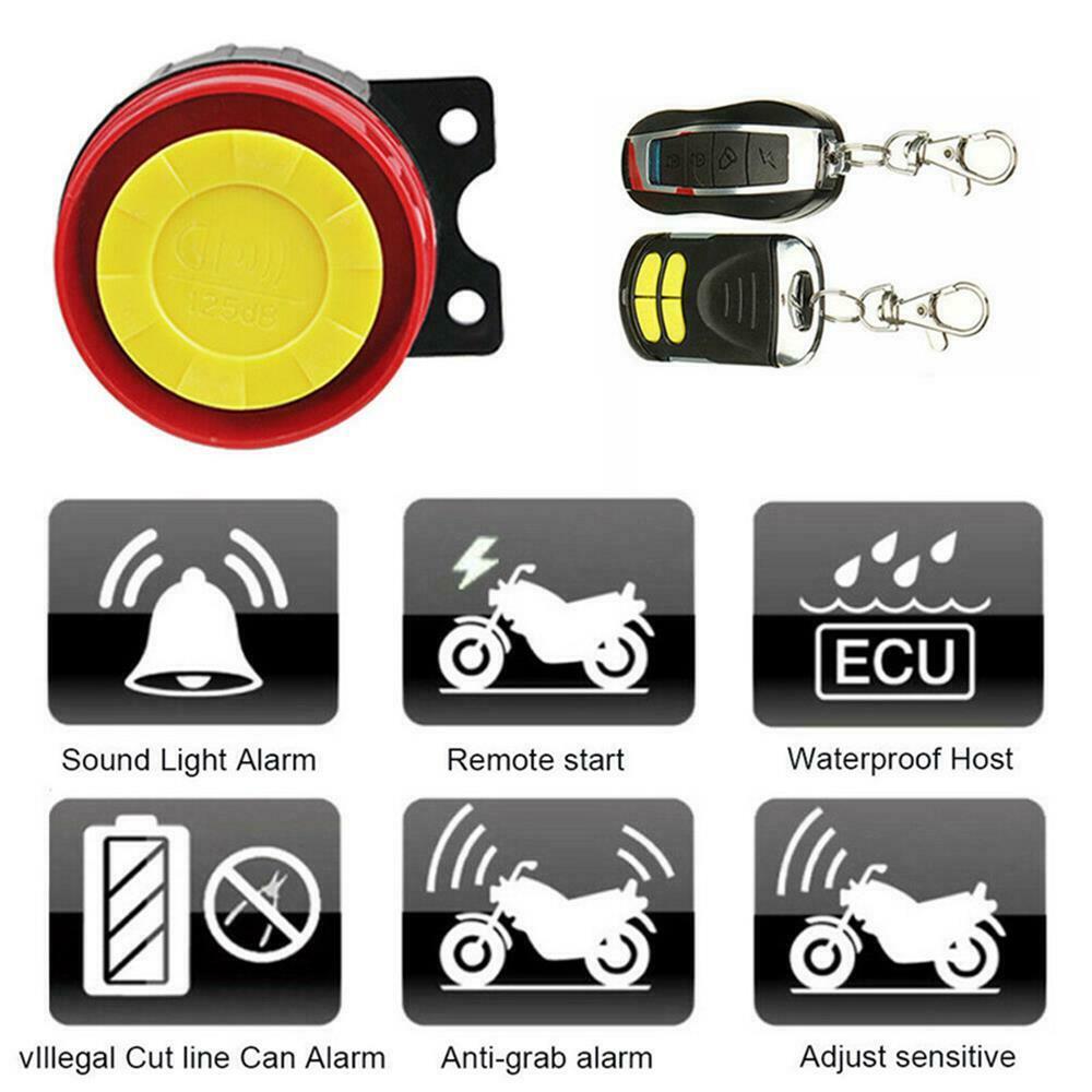 12V Motorcycle Scooter Start Anti-Theft Security Alarm System 2 Remote Control