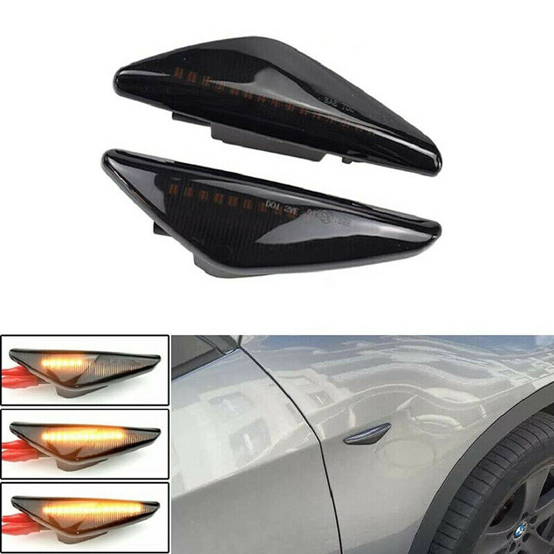 Pair LED Fender Side Turn Signal Light Lamp L&R For BMW X3 F25 X5 E70 X6 E71 E72