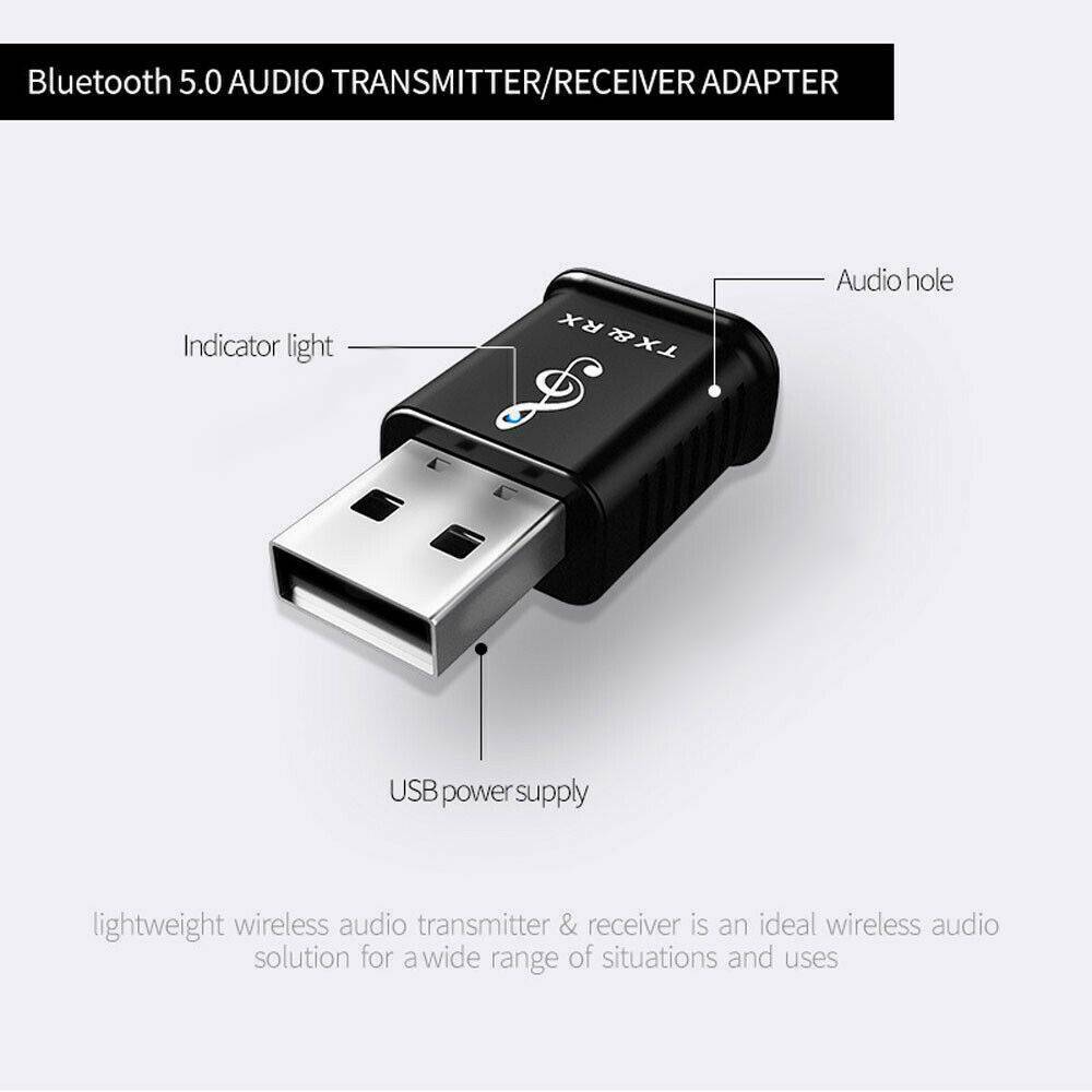1x USB Bluetooth 5.0 Sender EmpfÃ¤nger Adapter TV PC Auto AUX Lautsprecher Dongle
