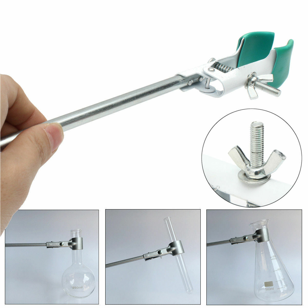 25cm Laboratory Chemistry Iron Stand Support Pole Flask Condenser Lab Clamp Clip