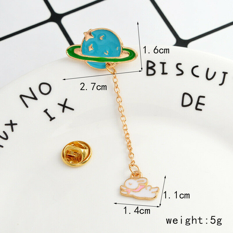 2 PCS Enamel Cartoon Brooch Badge Lapel Pin Cosmic Space Whales Cartoon Badge