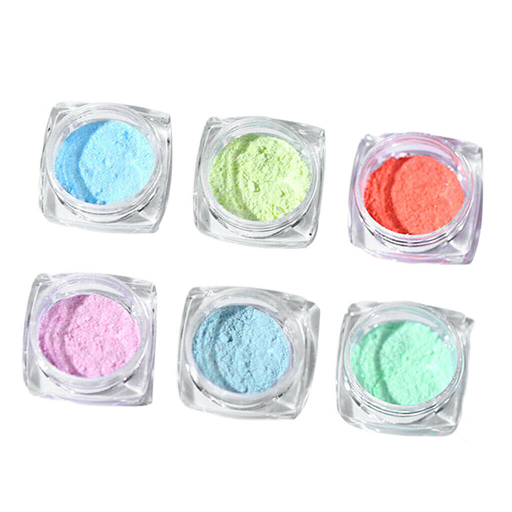 6 Color Nail Glitter Sequins, Nail Art Tips Acrylic Nail Sparkle Glitter Powder