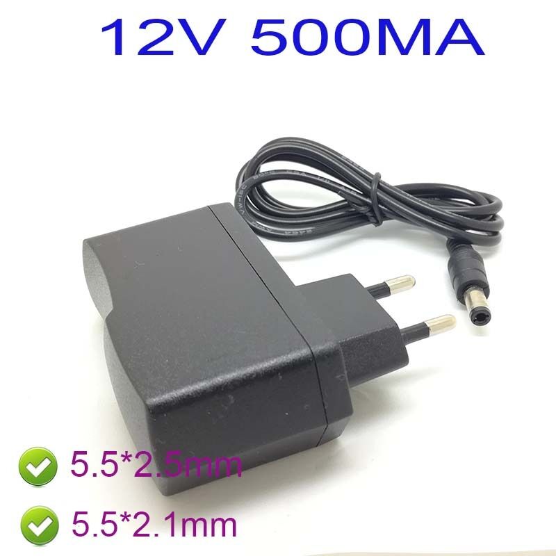 AC 100-240V Adapter DC 12V 500mA 0.5A Power Supply Charger 5.5 x 2.5MM Eu PLUG