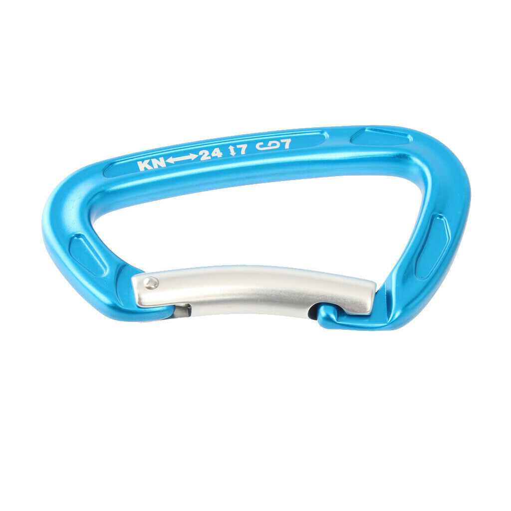 Outdoor Mountaineering Climbing Aluminum Bent Gate Carabiner 24KN - Blue