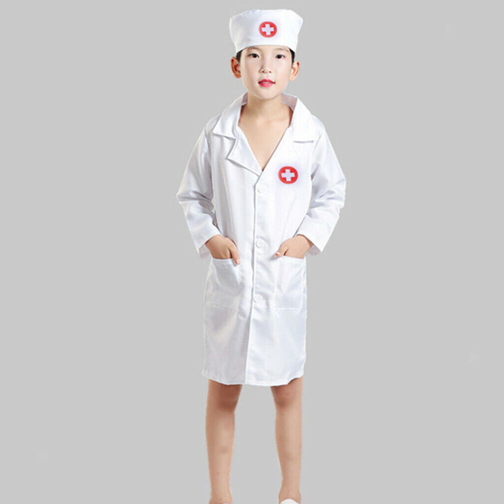 Children Pretend Playing Long Sleeve Doctor Nurse Costume Kit Accessory