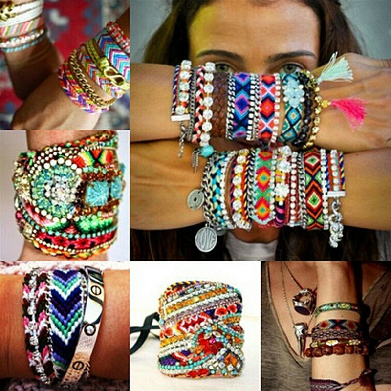 Friendship Bracelet Handmade Woven Rope String Hippy Boho Embroidery Brac.l8
