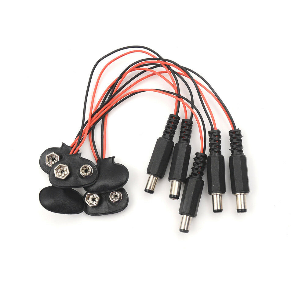 5pcs 9V Battery Snap T-Type cable 2.5x5.5mm Male DC Power Plug to 9V Batt.l8