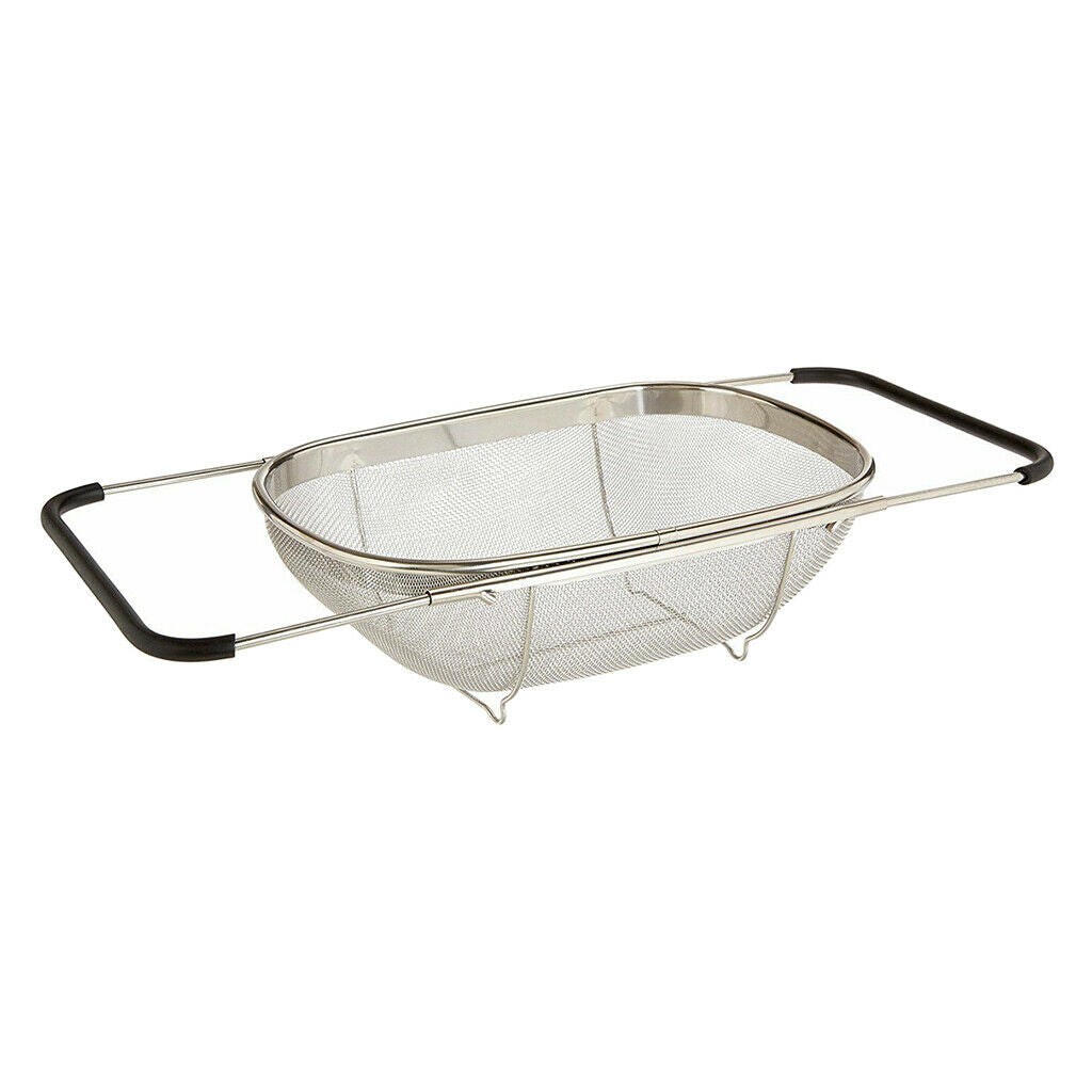 Stainless Steel Adjustable Colander Strainer 13.4x 9.4" Easy Wash Oval
