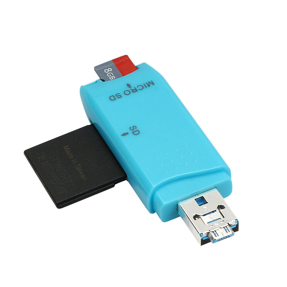 2-in-1 USB 2.0 OTG Multi Memory Card Reader for   SD SDHC SDXC-Blue