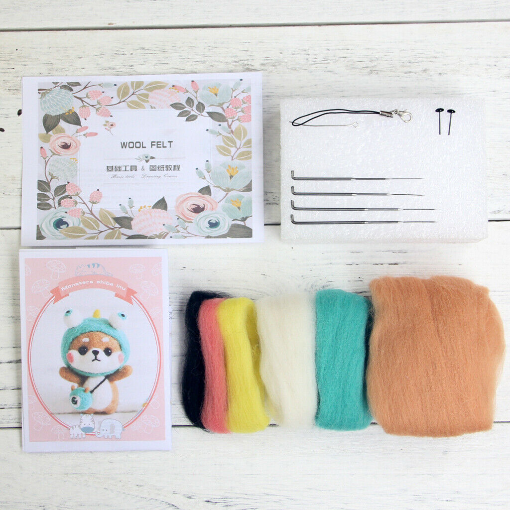 6 Sets of Beginners Felting Wool  Felting Kit Wool Felt Kit