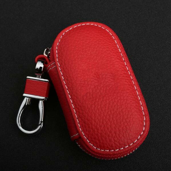 1x Universal PU Leather Auto Car Truck Smart Remote Key Holder Fob Bag Case Red