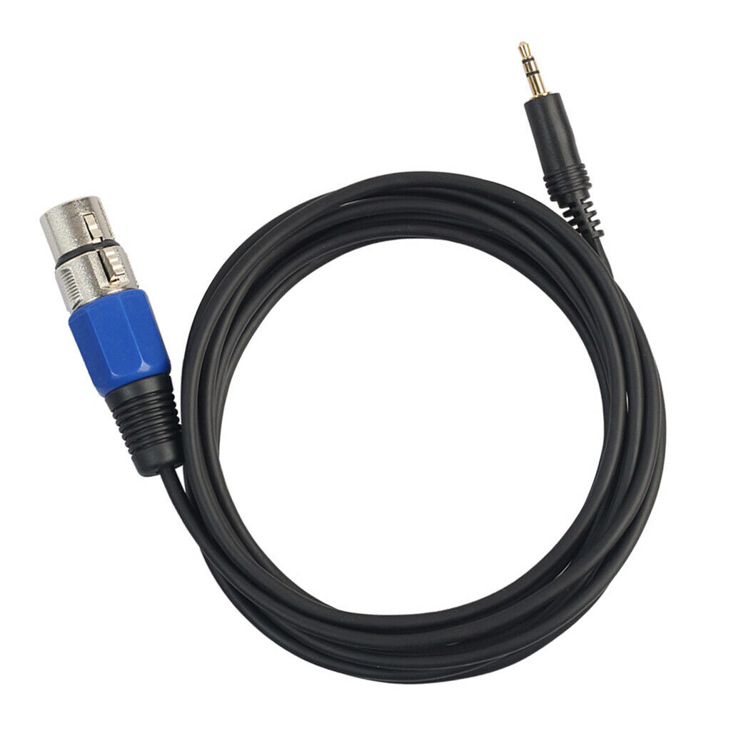 3.5mm 1/8" Male to XlR Female Stereo Mic Cable Mixer Speaker 10ft Blue