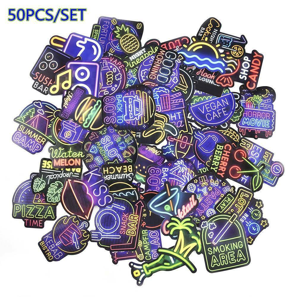 50x Random Neon Sign Graffiti Stickers Car Bomb Laptop Waterproof Skate Laptop